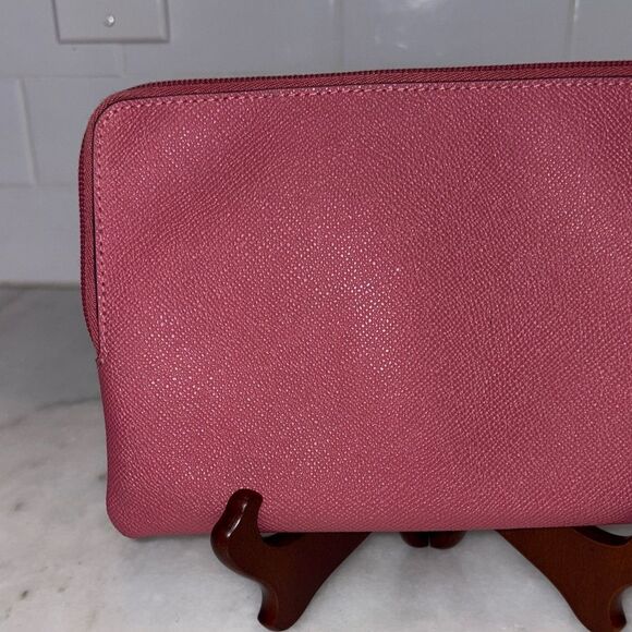 Coach Bag Purse Wristlet Leather Story Patch Saffiano Pink Large Clutch - Picture 5 of 15